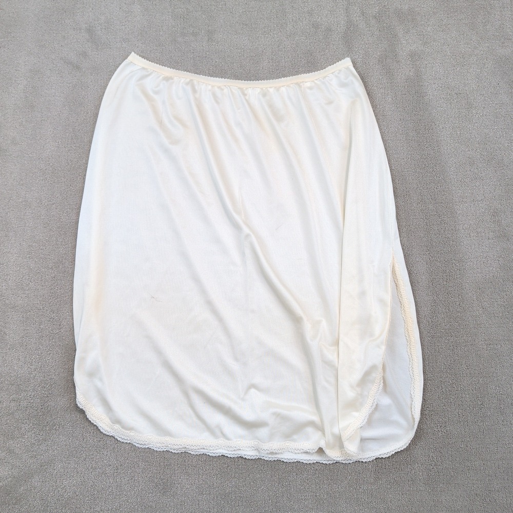 Shadowline Vintage Half Slip 1X 24 Ivory Lace Trim Lingerie Skirt USA Made